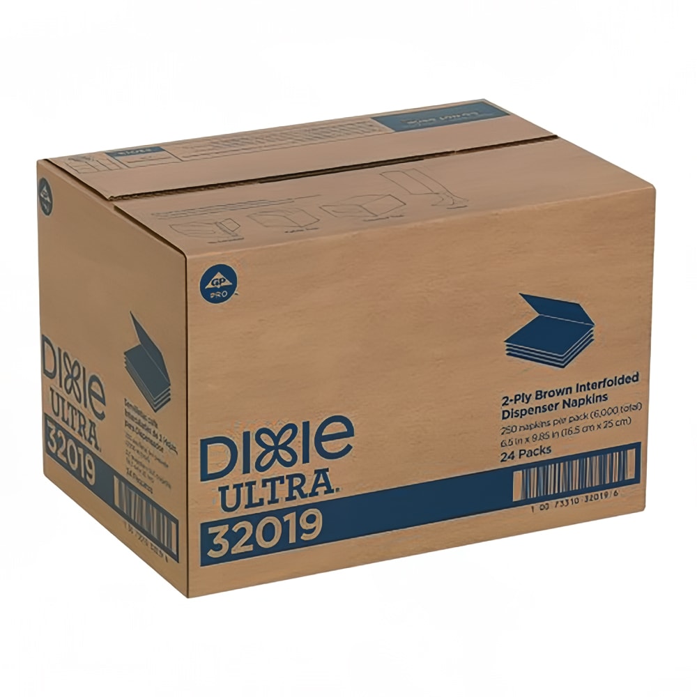 Dixie 32019 Dixie Ultra® 2 ply Interfold Dispenser Napkins - 9 9/10" x 6 1/2", Brown