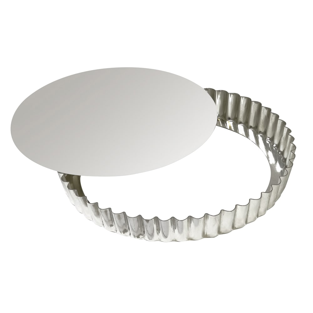Louis Tellier 9 1/2" Round Fluted Tart Mold w/ Removable Bottom - Tin Plated (126430)