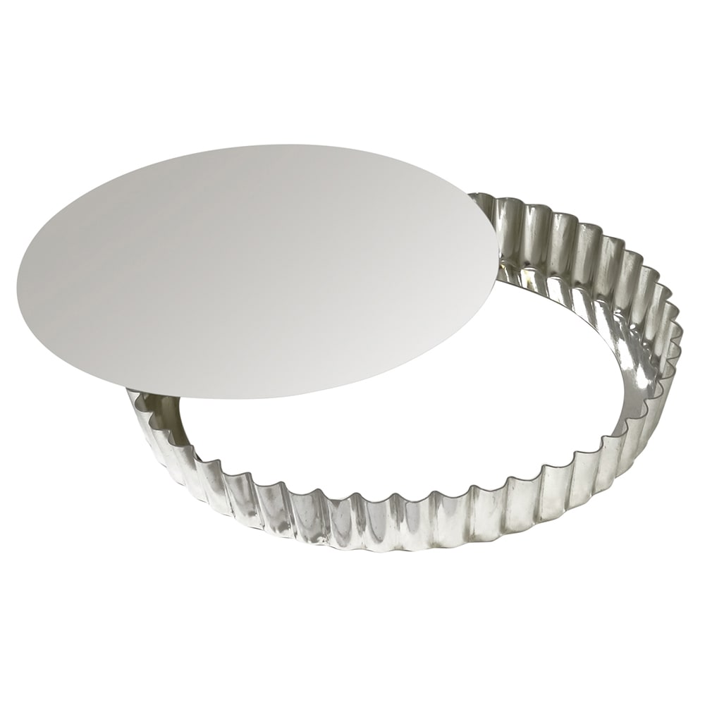 Louis Tellier 11 3/4" Round Fluted Tart Mold w/ Removable Bottom - Tin Plated (126442)