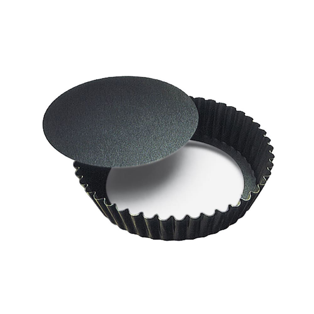 Louis Tellier 4" Fluted Cake Mold w/ Removable Bottom - 1 1/5"H, Non Stick Steel (224810)