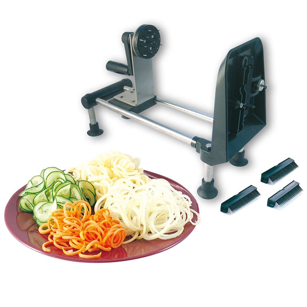 Louis Tellier Manual Fruit & Vegetable Spiral Slicer w/ (4) blades - Stainless Steel/Plastic (4100CLR)