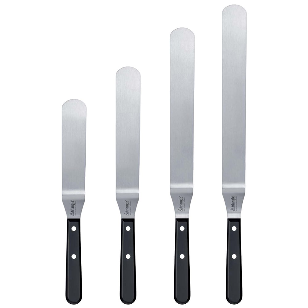 Louis Tellier 8" Offset Decorating & Icing Spatula Stainless Steel Blade & Black Plastic Handle (735112000)
