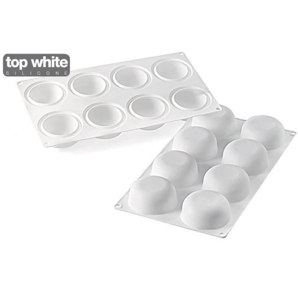 Silikomart Stone Shaped Mold w/ 8 Sections - Silicone, White (CURVESTONE85)