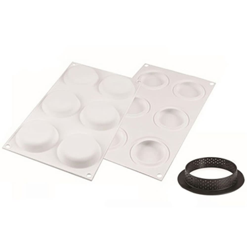Silikomart 12 Piece Tart Ring Mold Kit - Silicone, White (KITTARTRING8)
