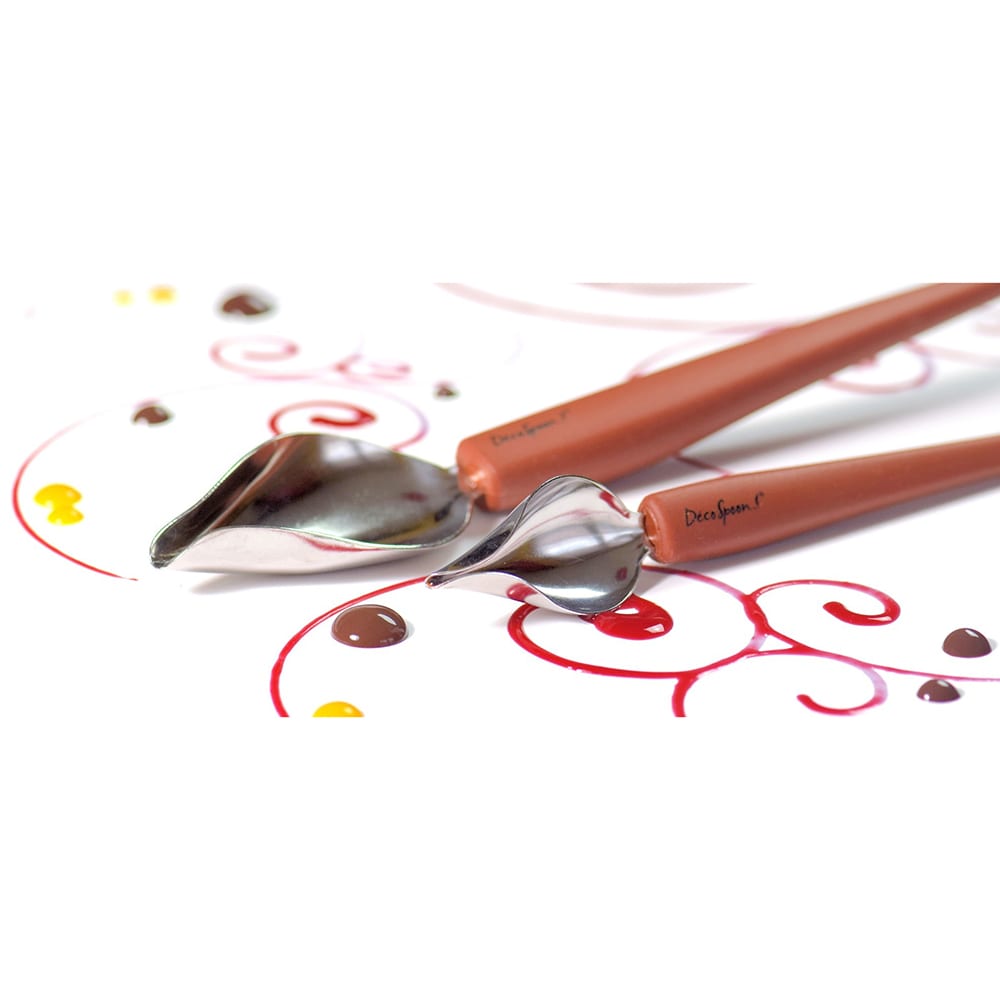 Bron Coucke 7 1/2" and 9" L Deco Spoons - Stainless Steel w/ Red Silicone Handle (PLU03M)