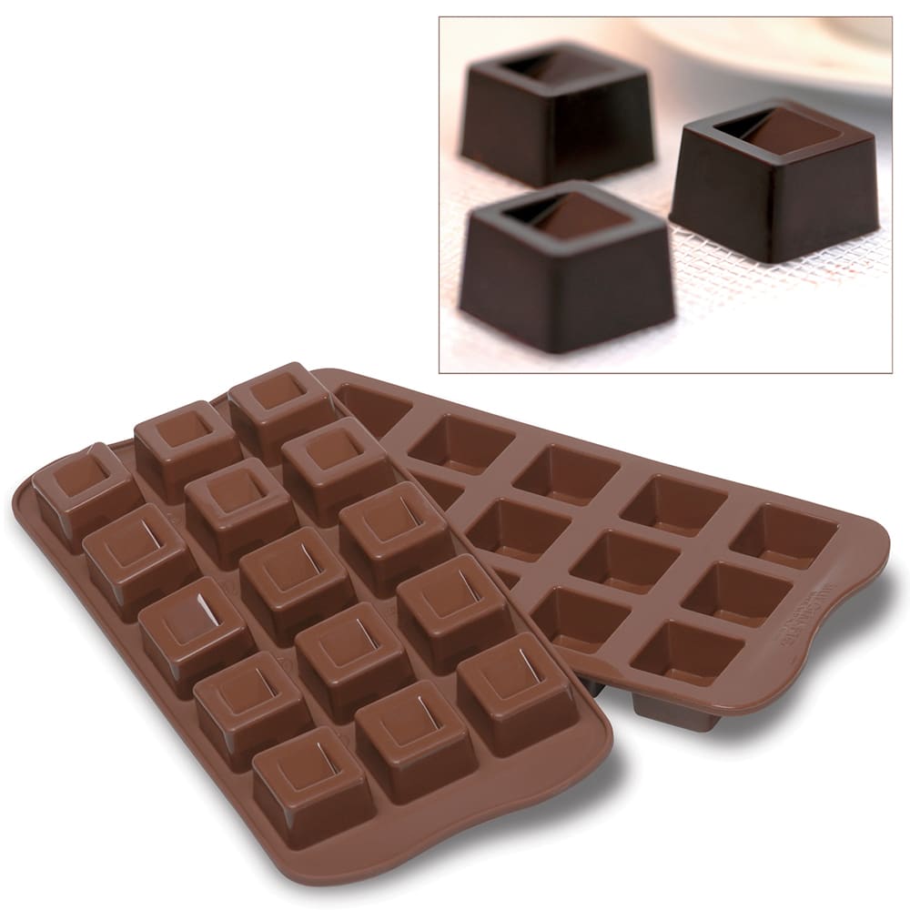 Silikomart Cubo Chocolate Square Mold w/ 15 Sections - Silicone, Brown (SCG02N)