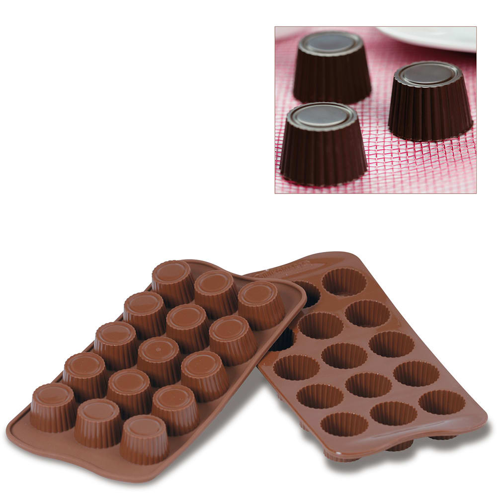 Silikomart Praline Chocolate Mold w/ 15 Sections - Silicone, Brown (SCG07)