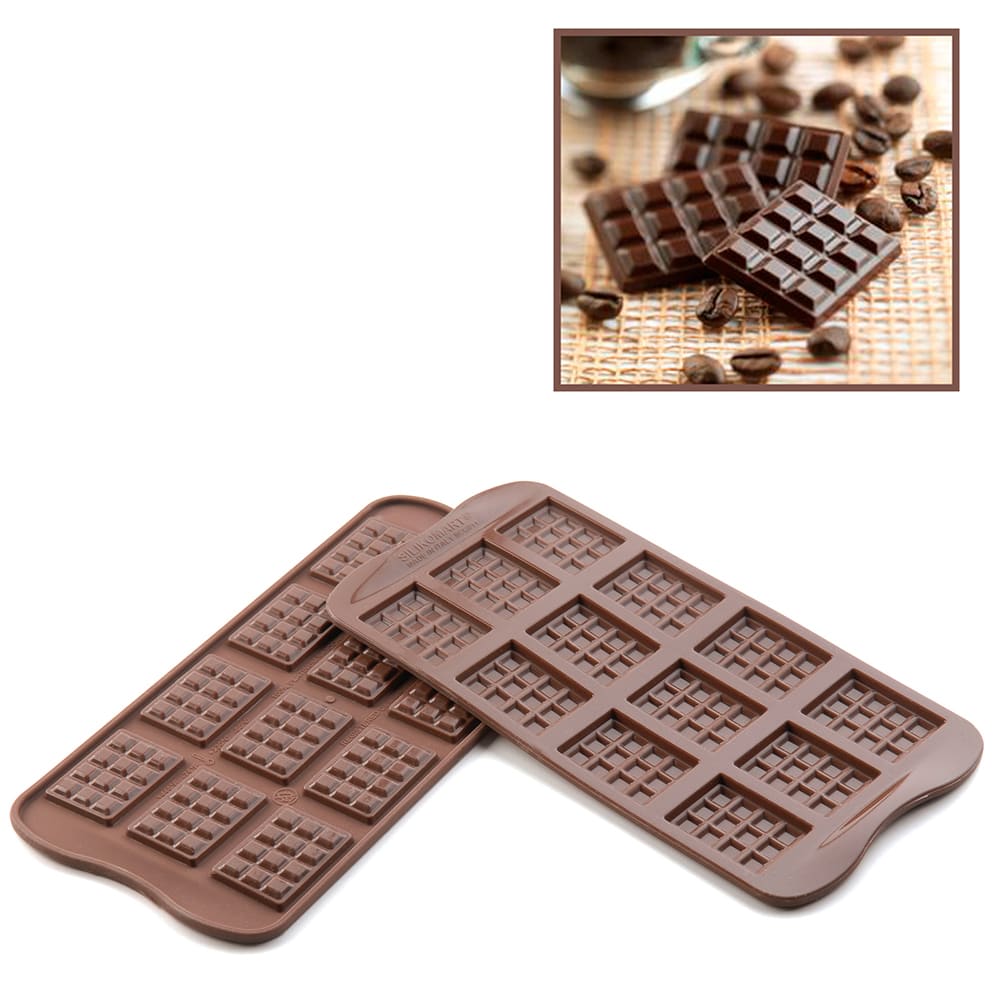 Silikomart Tablette Chocolate Mold w/ 12 Sections - Silicone, Brown (SCG11N)