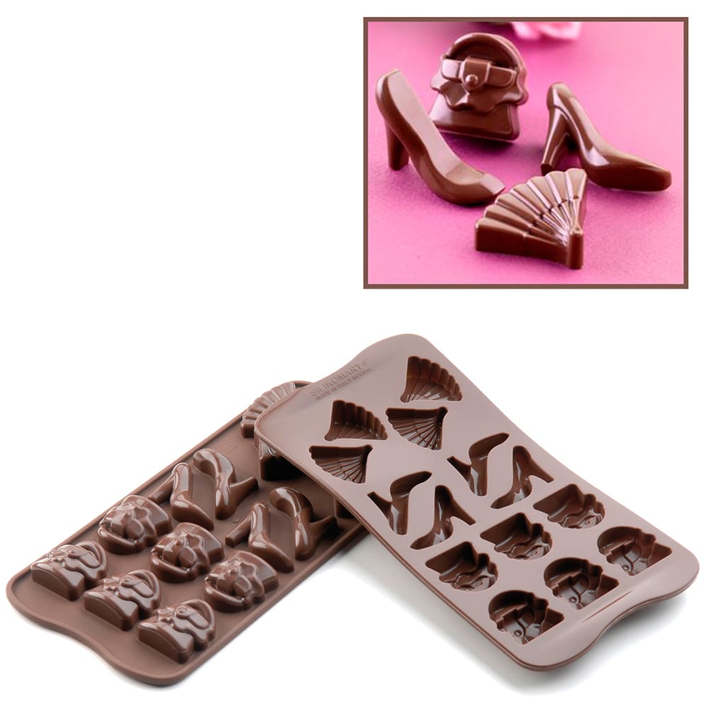 Silikomart Fashion Chocolate Mold w/ 14 Sections - Silicone, Brown (SCG14N)