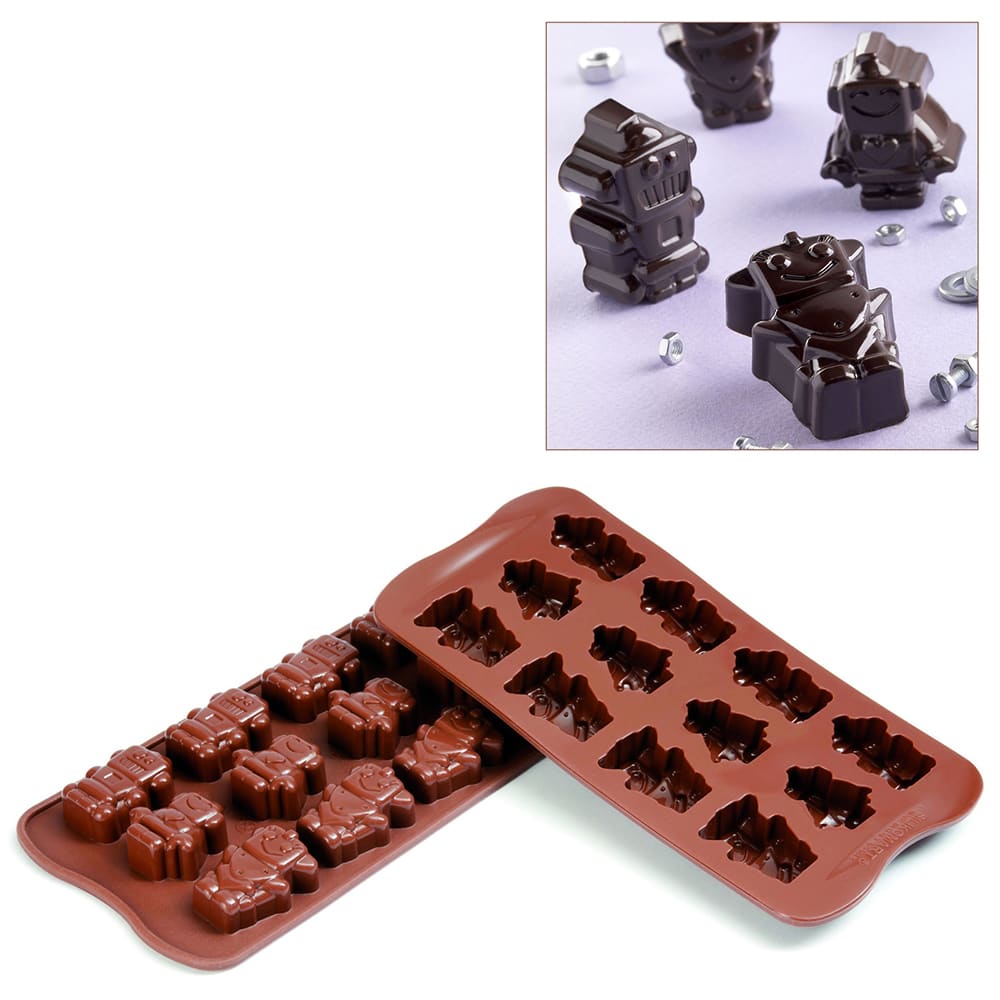 Silikomart Robot Chocolate Mold w/ 12 Sections - Silicone, Brown (SCG18)