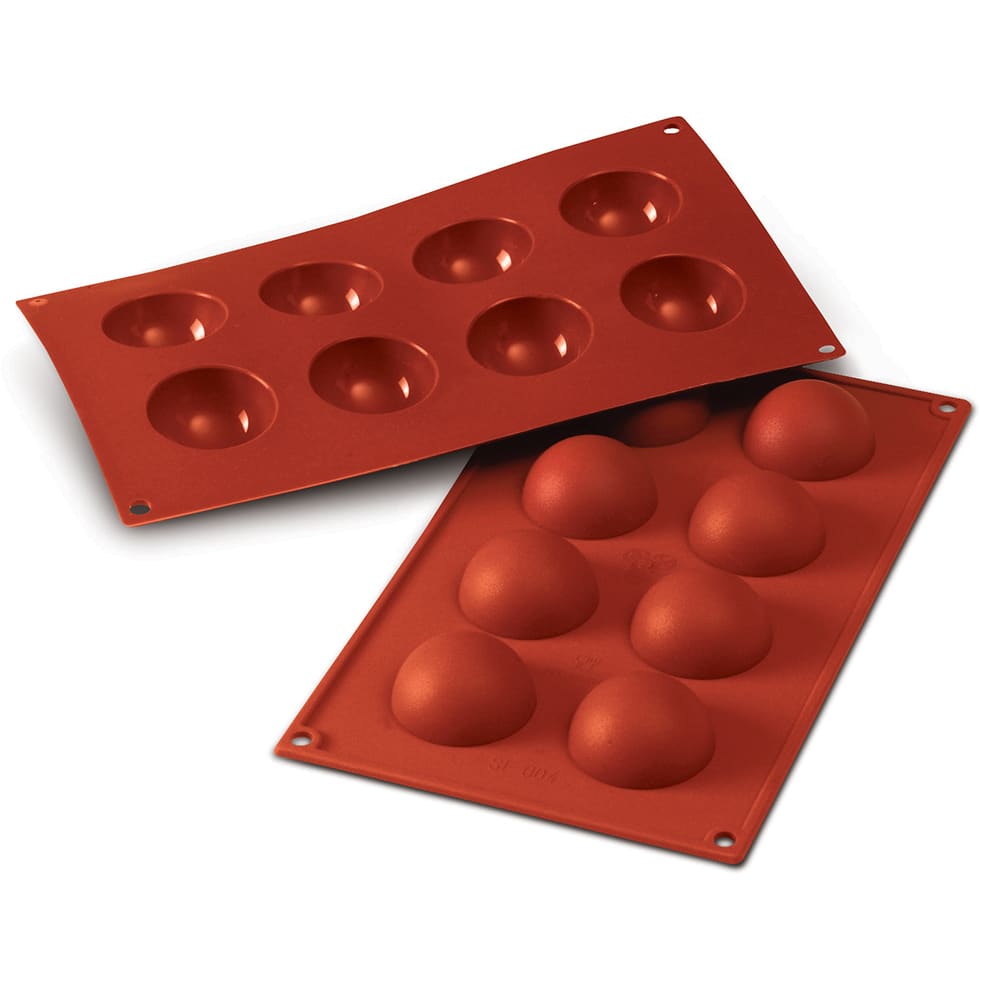 Silikomart Half Sphere Mold w/ 8 Sections - Silicone, Red (SF004)