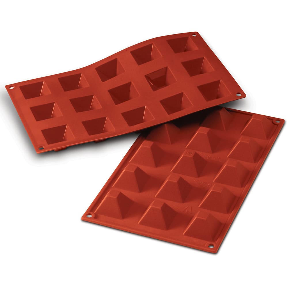 Silikomart Pyramid Mold w/ 15 Sections - Silicone, Red (SF008)