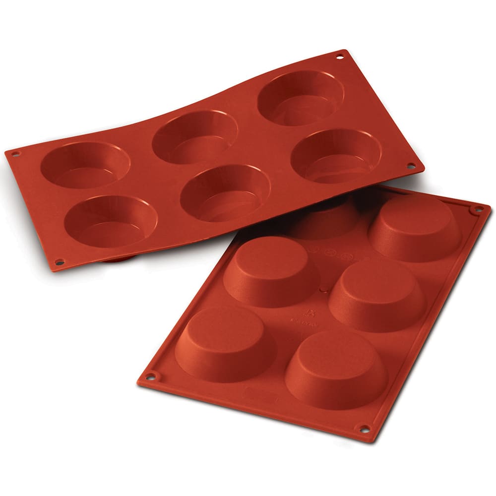 Silikomart Tartlet Mold w/ 6 Sections - Silicone, Red (SF016)