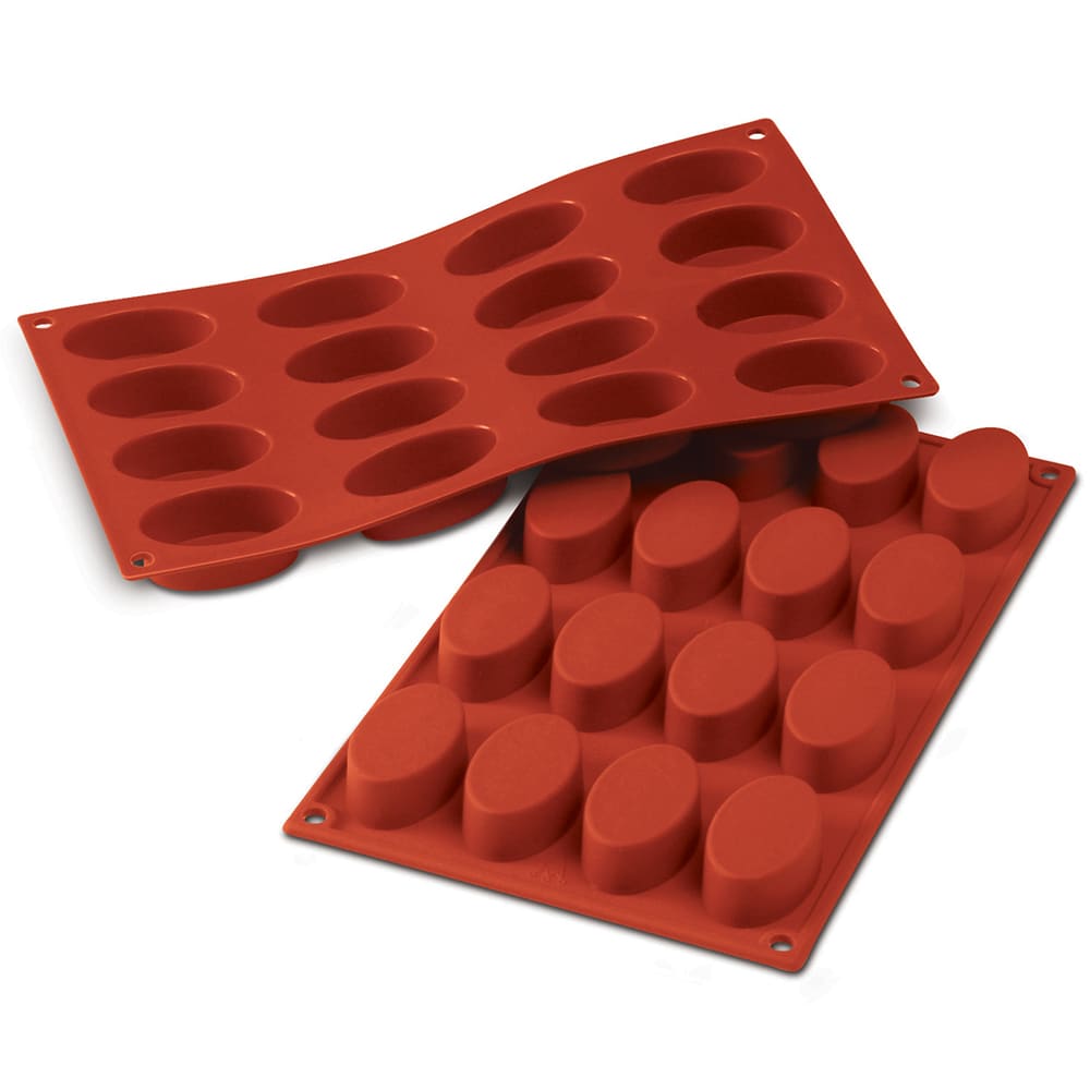 Silikomart Oval Mold w/ 16 Sections - Silicone, Red (SF017)