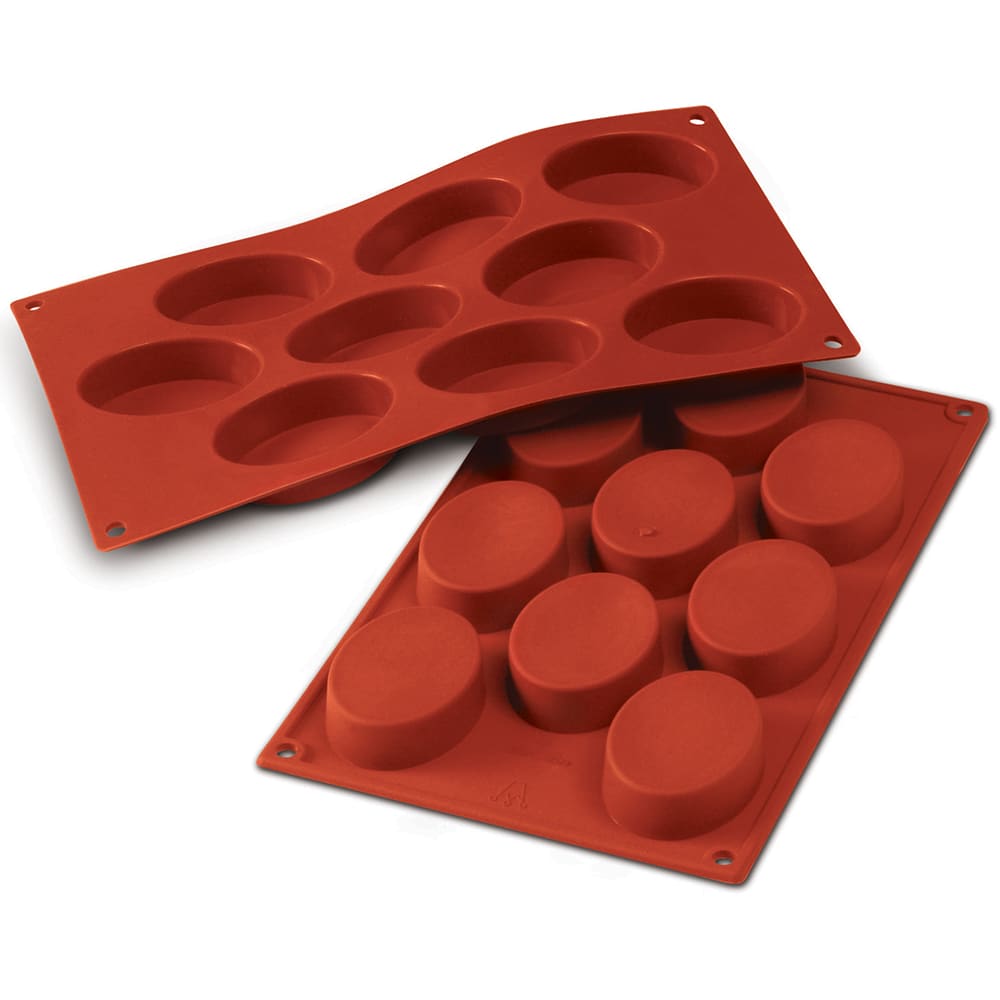 Silikomart Oval Mold w/ 9 Sections - Silicone, Red (SF018)
