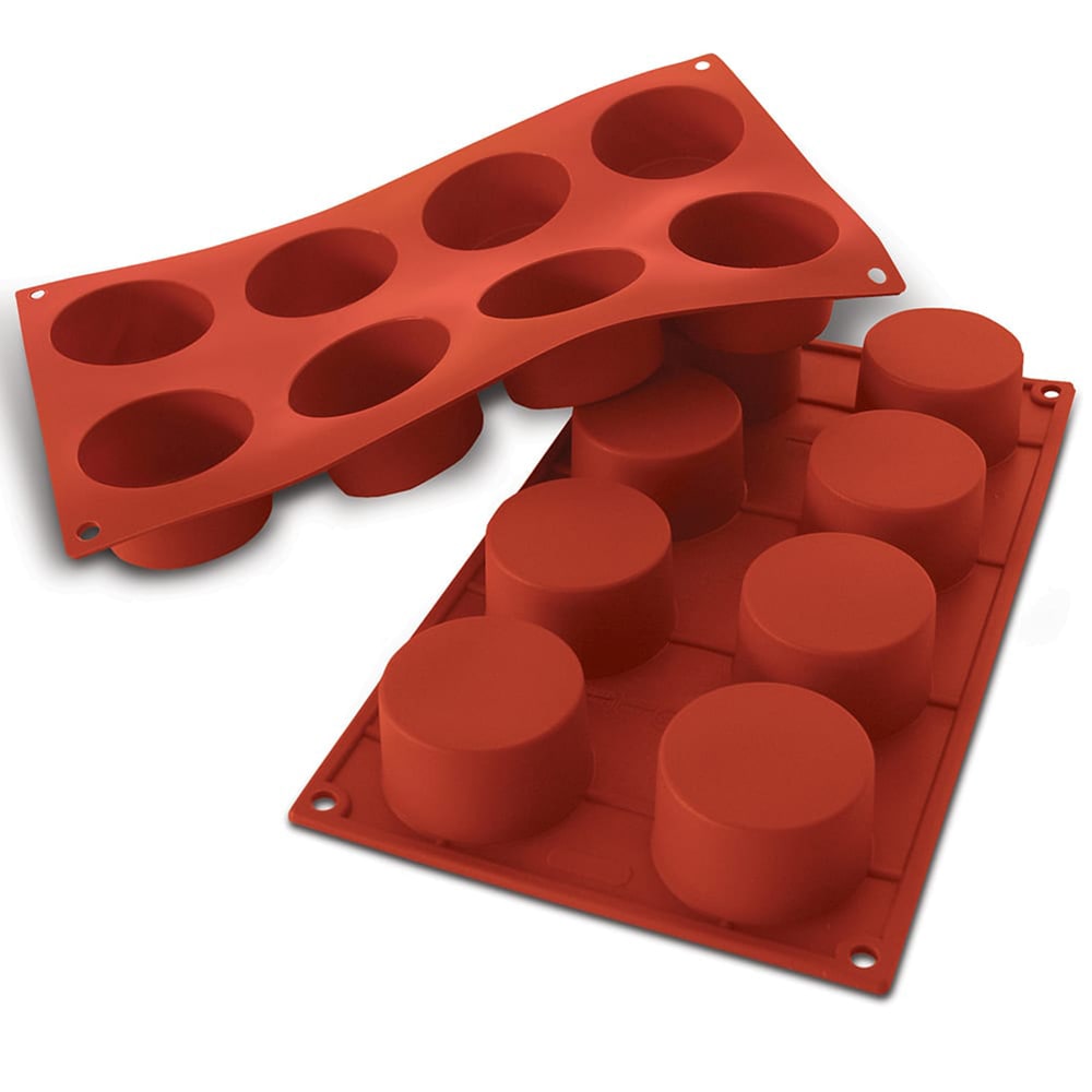 Silikomart Cylinder Mold w/ 8 Sections - Silicone, Red (SF028)