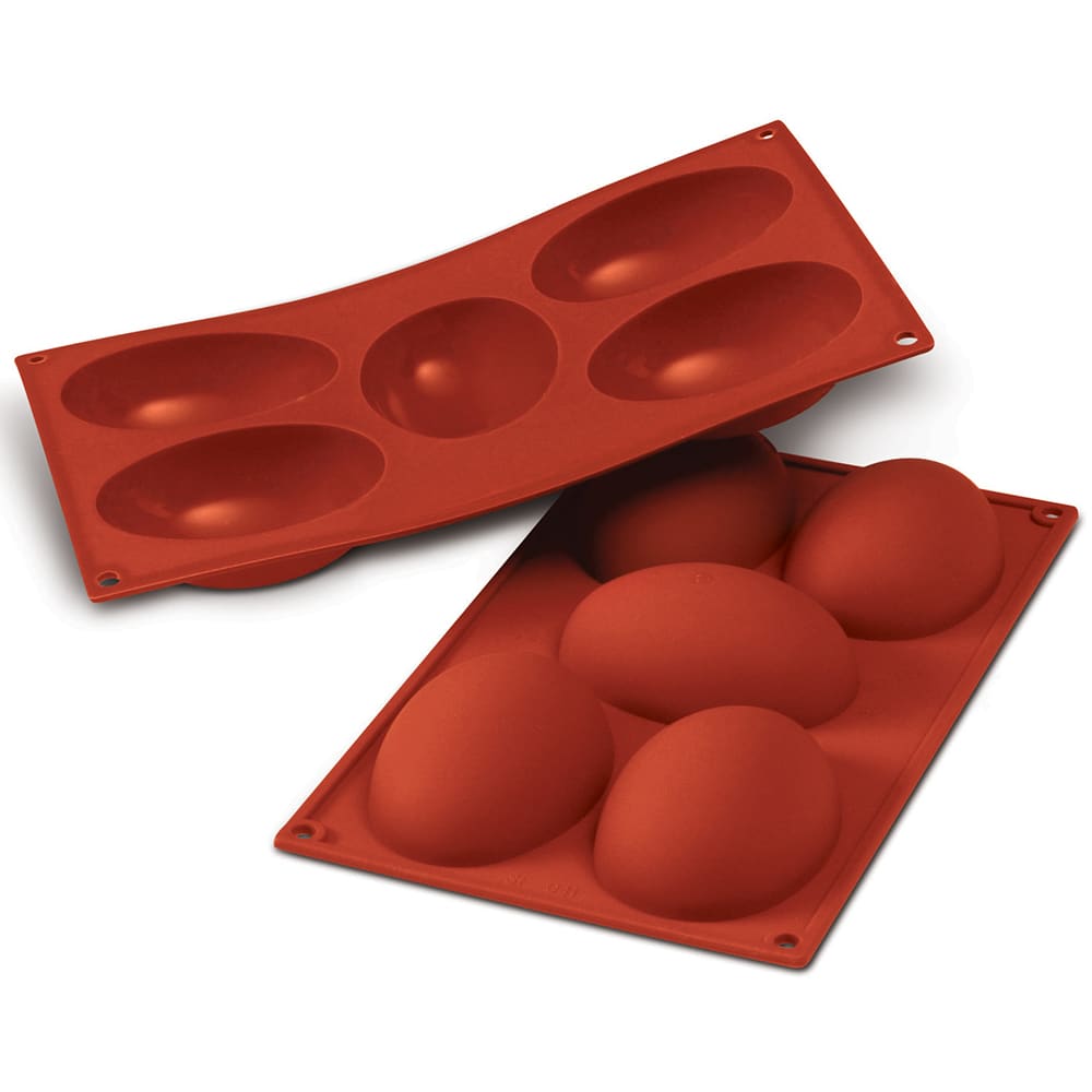 Silikomart Half Egg Mold w/ 5 Sections - Silicone, Red (SF041)