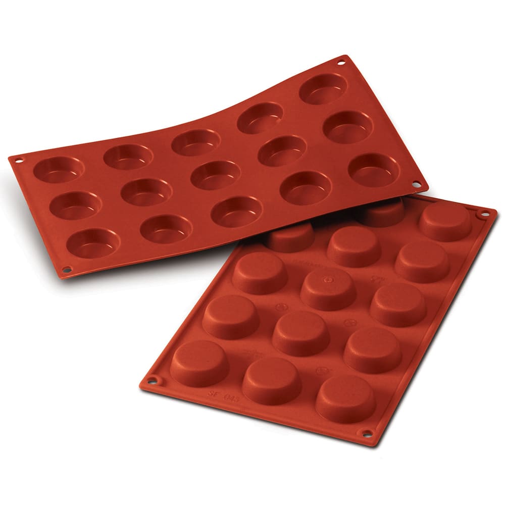 Silikomart Flan Mold w/ 15 Sections - Silicone, Red (SF043)