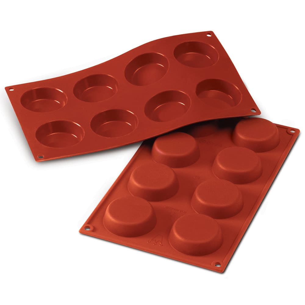 Silikomart Flan Mold w/ 8 Sections - Silicone, Red (SF045)