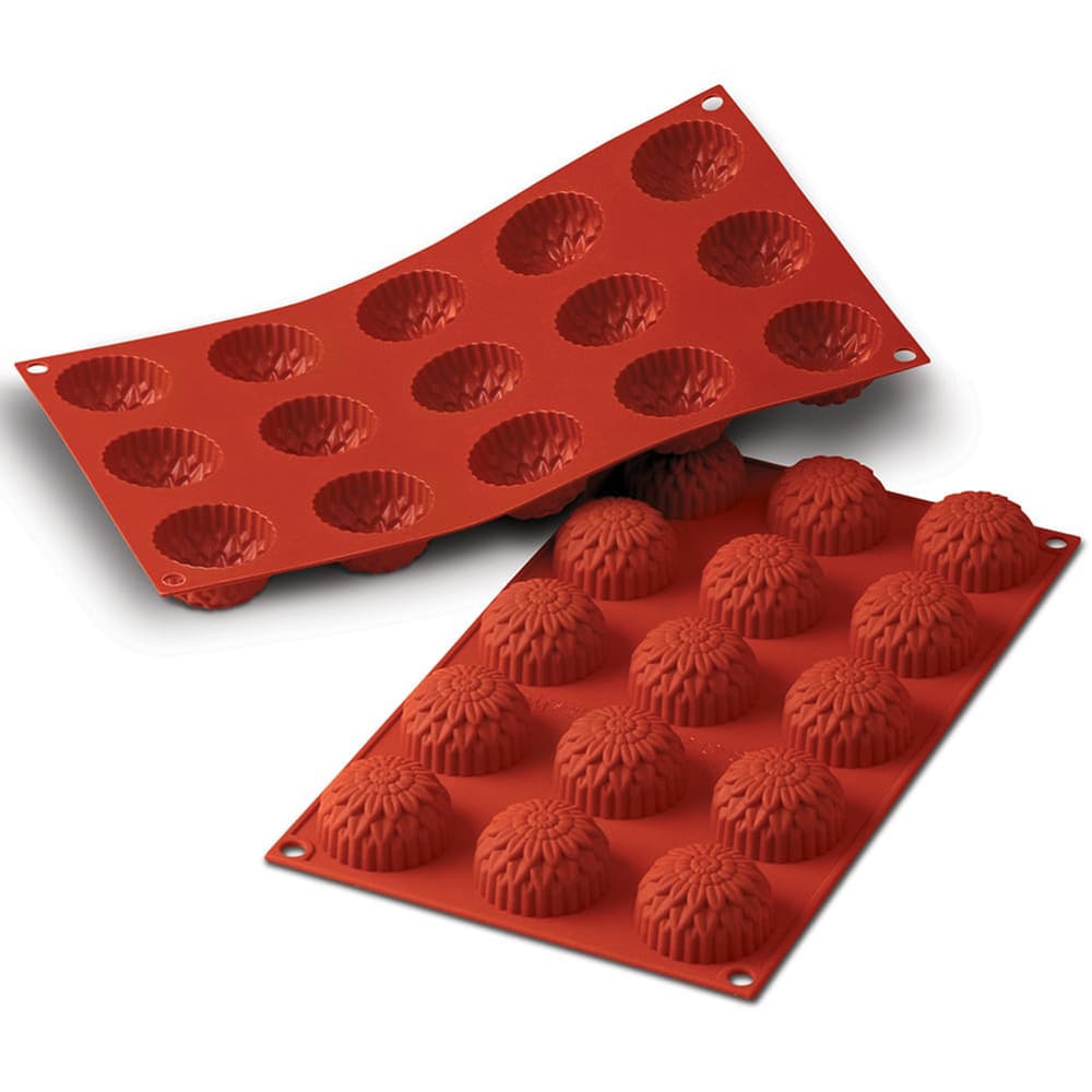 Silikomart Dahlia Mold w/ 15 Sections - Silicone, Red (SF073)