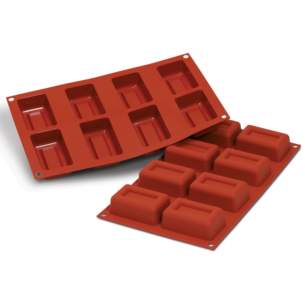 Silikomart Lingotto Mold w/ 8 Sections - Silicone, Red (SF091)