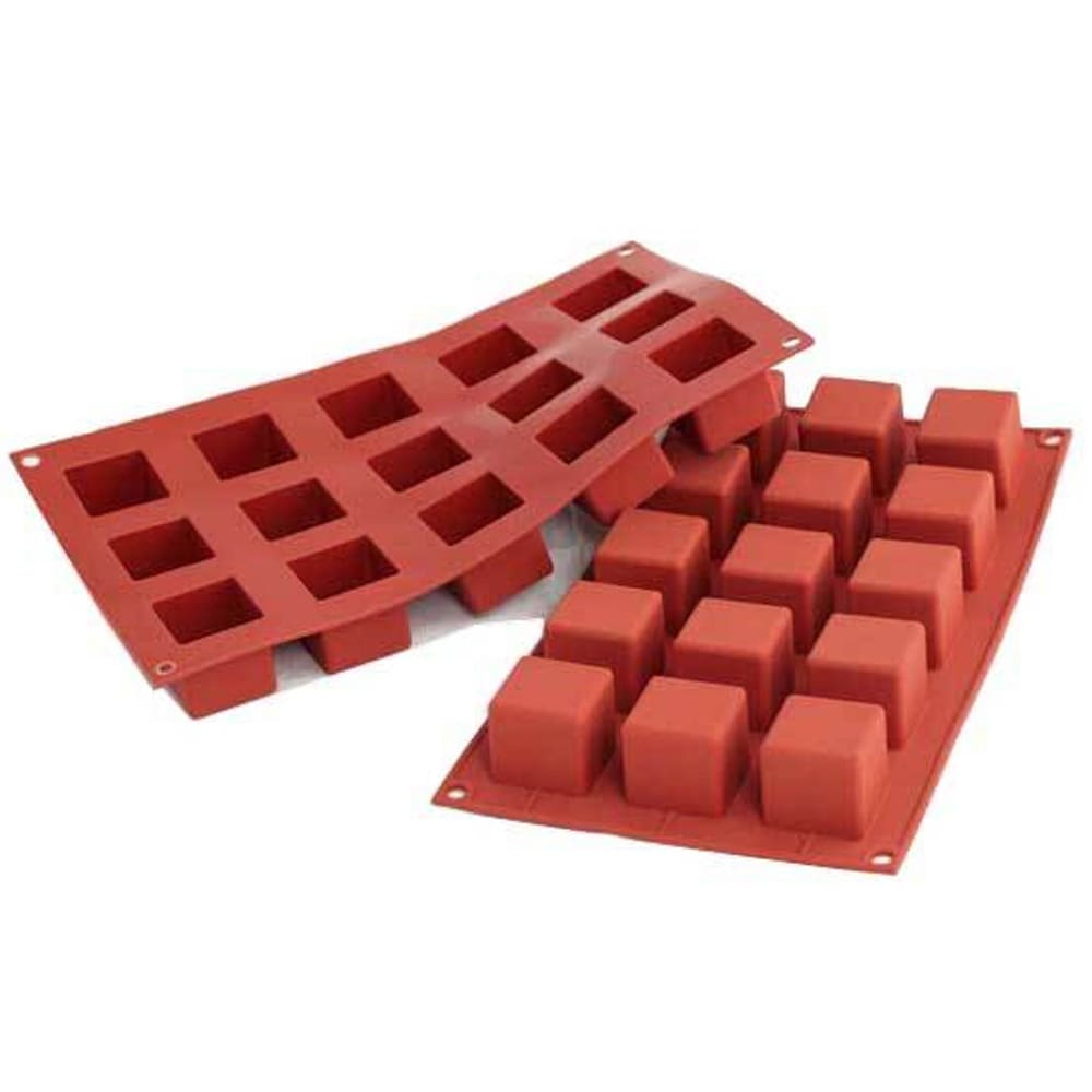 Silikomart Cube Mold w/ 15 Sections - Silicone, Red (SF105)