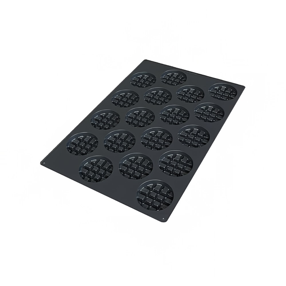 Silikomart Round Waffle Mold w/ 18 Sections - Silicone, Black (SQ051)