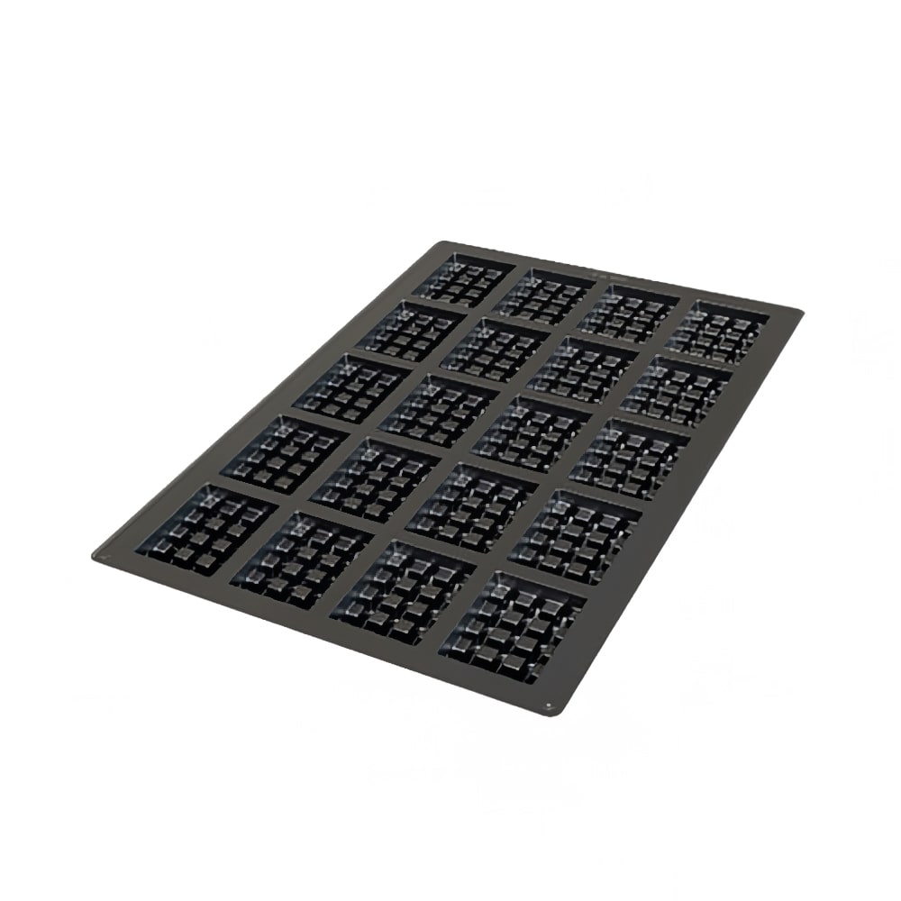 Silikomart Square Waffle Mold w/ 20 Sections - Silicone, Black (SQ052)