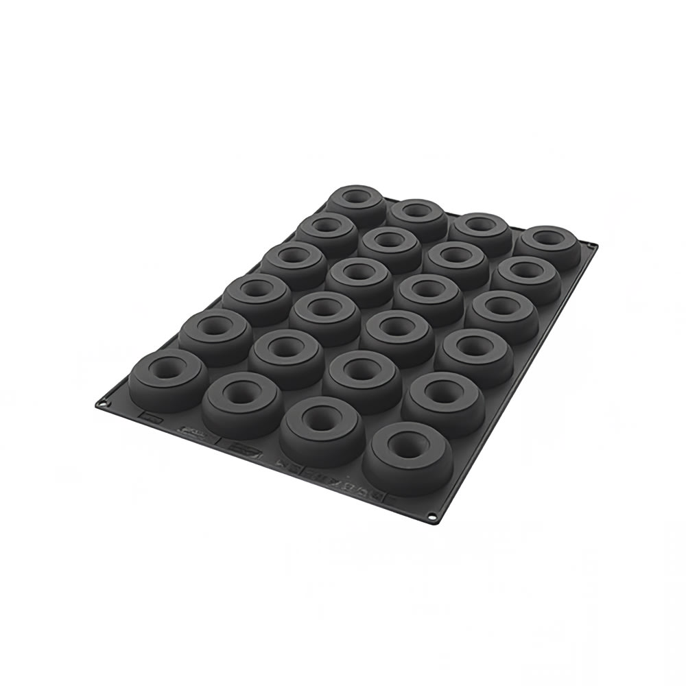 Silikomart Donut Mold w/ 24 Sections - Silicone, Black (SQ059)