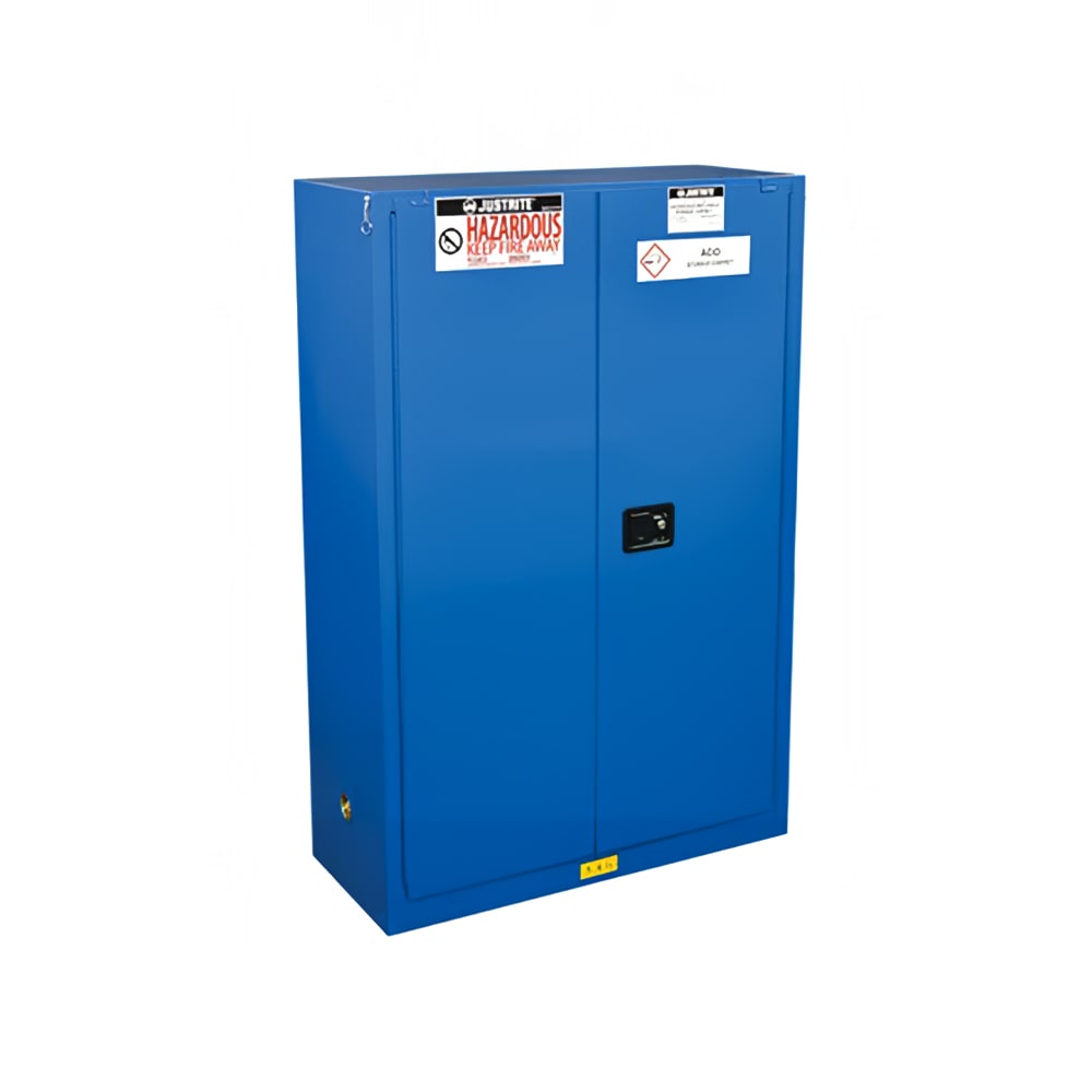 Justrite 864528 Hazardous Material Safety Cabinet w/ 3 Levels - 43"W x 18"D x 65"H, Steel, Royal Blue