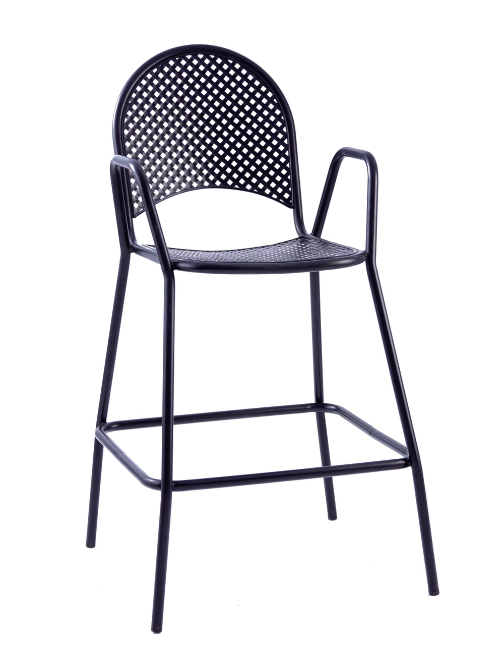 American Tables & Seating 42" Barstool w/ Half Round Mesh Back & Seat - Aluminum, Black (90B-BS)
