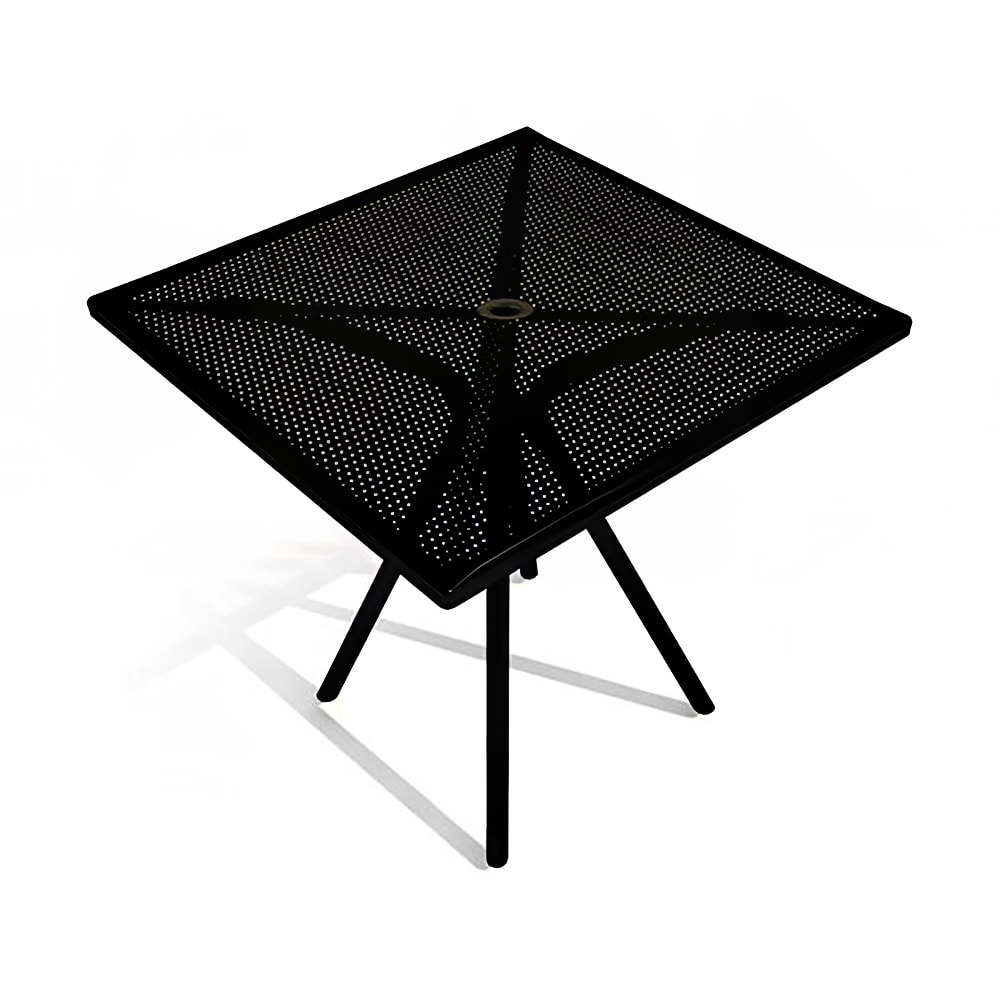 American Tables & Seating 30" Square Outdoor Table w/ Umbrella Hole - Aluminum, Black (AB3030)