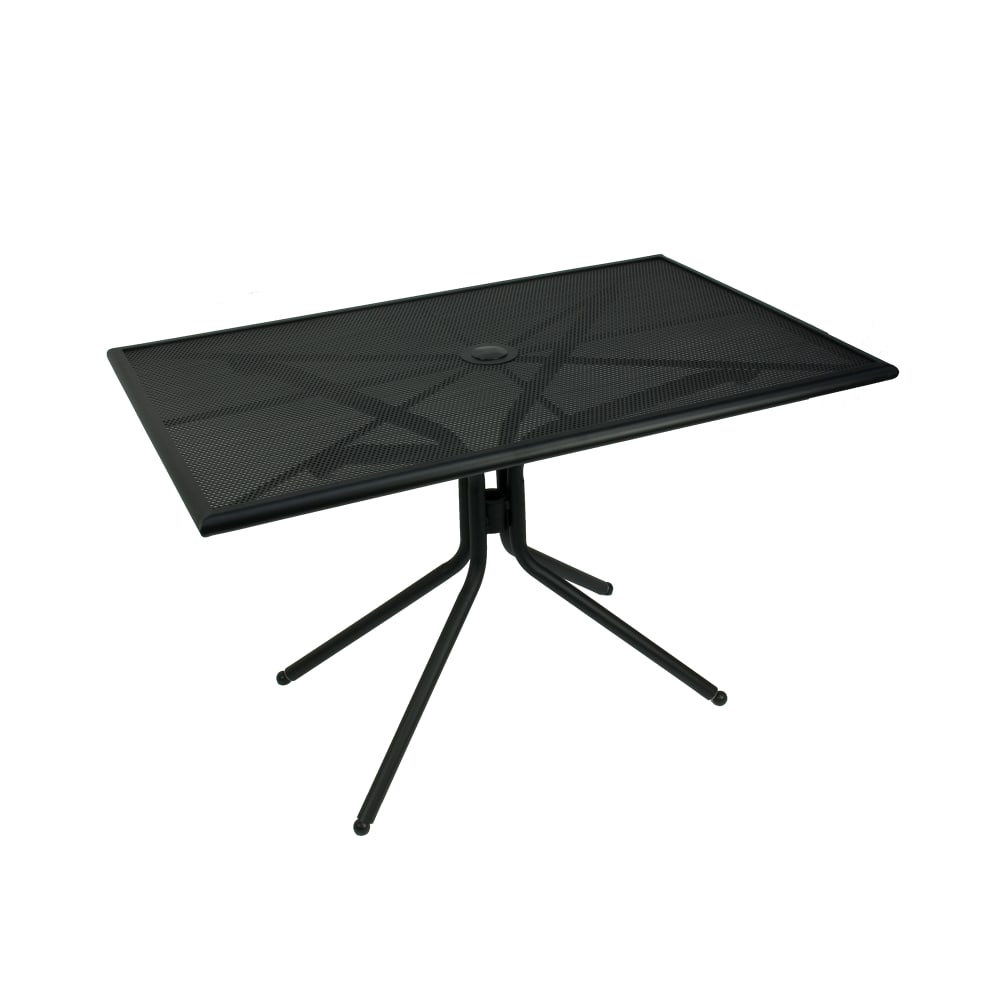 American Tables & Seating Rectangular Outdoor Table w/ Umbrella Hole - 48" x 30", Aluminum, Black (AB3048)