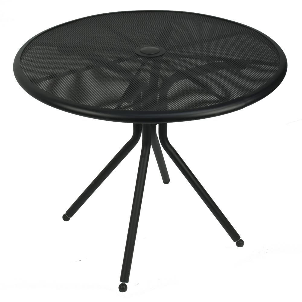 American Tables & Seating 36" Round Outdoor Table w/ Umbrella Hole - Aluminum, Black (AB36)
