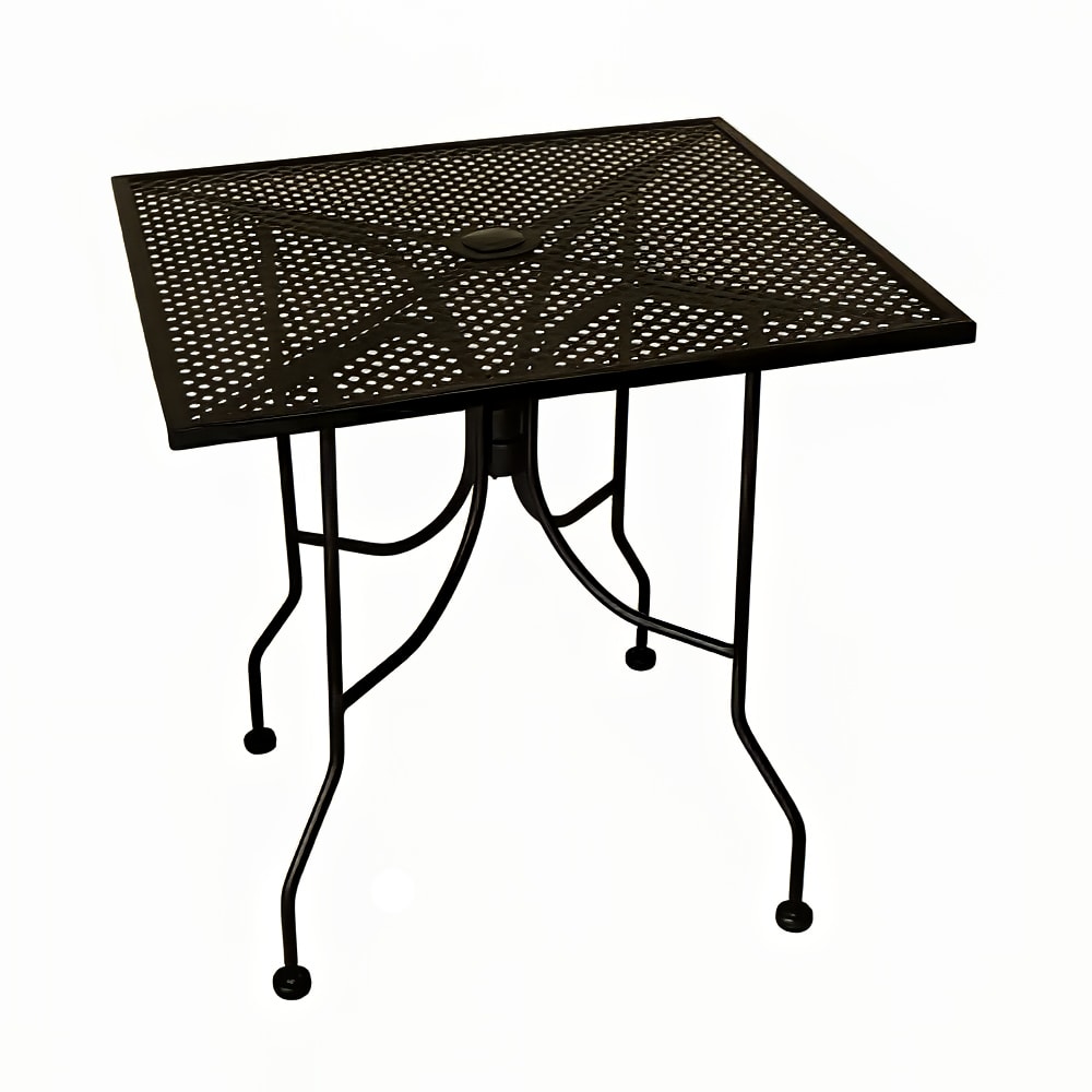 American Tables & Seating 30" Square Outdoor Table w/ Umbrella Hole - Aluminum, Black (ALM3030)