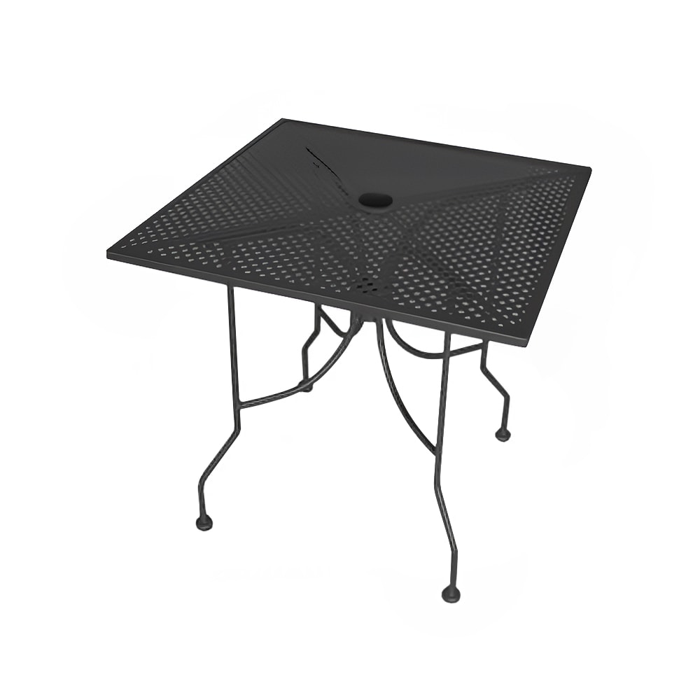 American Tables & Seating Rectangular Outdoor Table w/ Umbrella Hole - 48" x 30", Aluminum, Black (ALM3048)