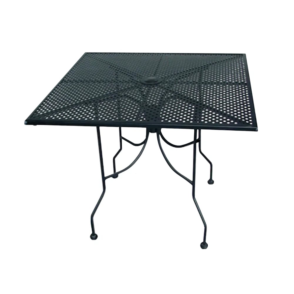 American Tables & Seating 36" Square Outdoor Table w/ Umbrella Hole - Aluminum, Black (ALM3636)