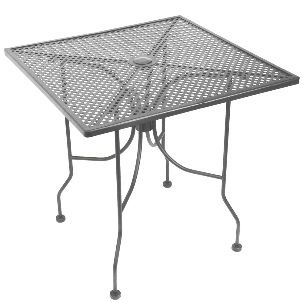 American Tables & Seating 30" Square Outdoor Table w/ Umbrella Hole - Aluminum, Dark Gray (ALM3030-GRY)