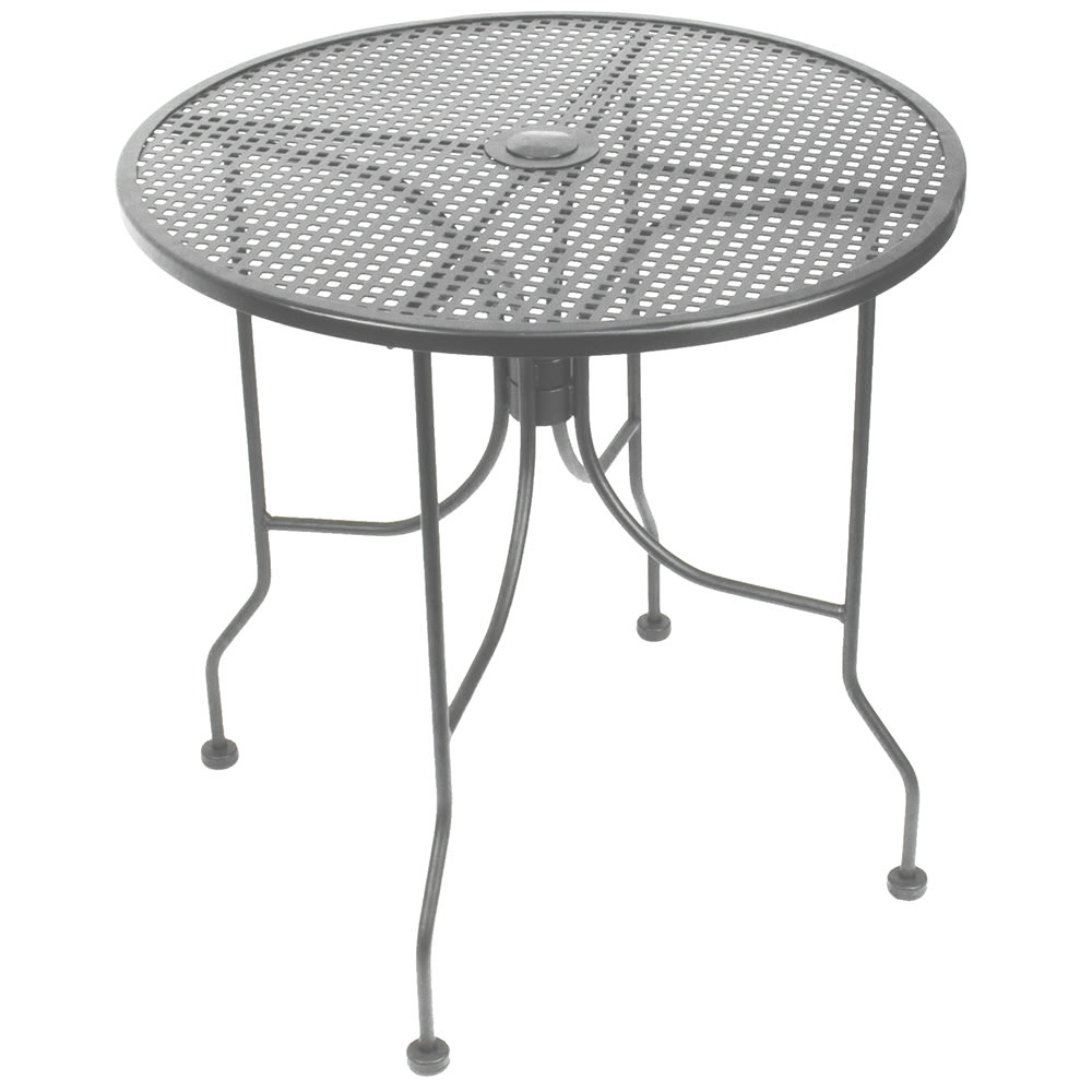 American Tables & Seating 36" Round Outdoor Table w/ Umbrella Hole - Aluminum, Dark Gray (ALM36-GRY)