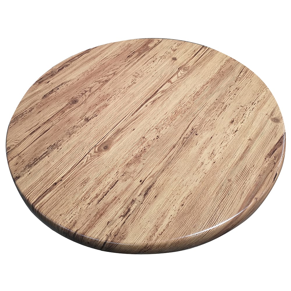 American Tables & Seating 27 1/2" Round Laminate Table Top - Indoor/Outdoor, Aged Pine (ATS-ATO28-201)