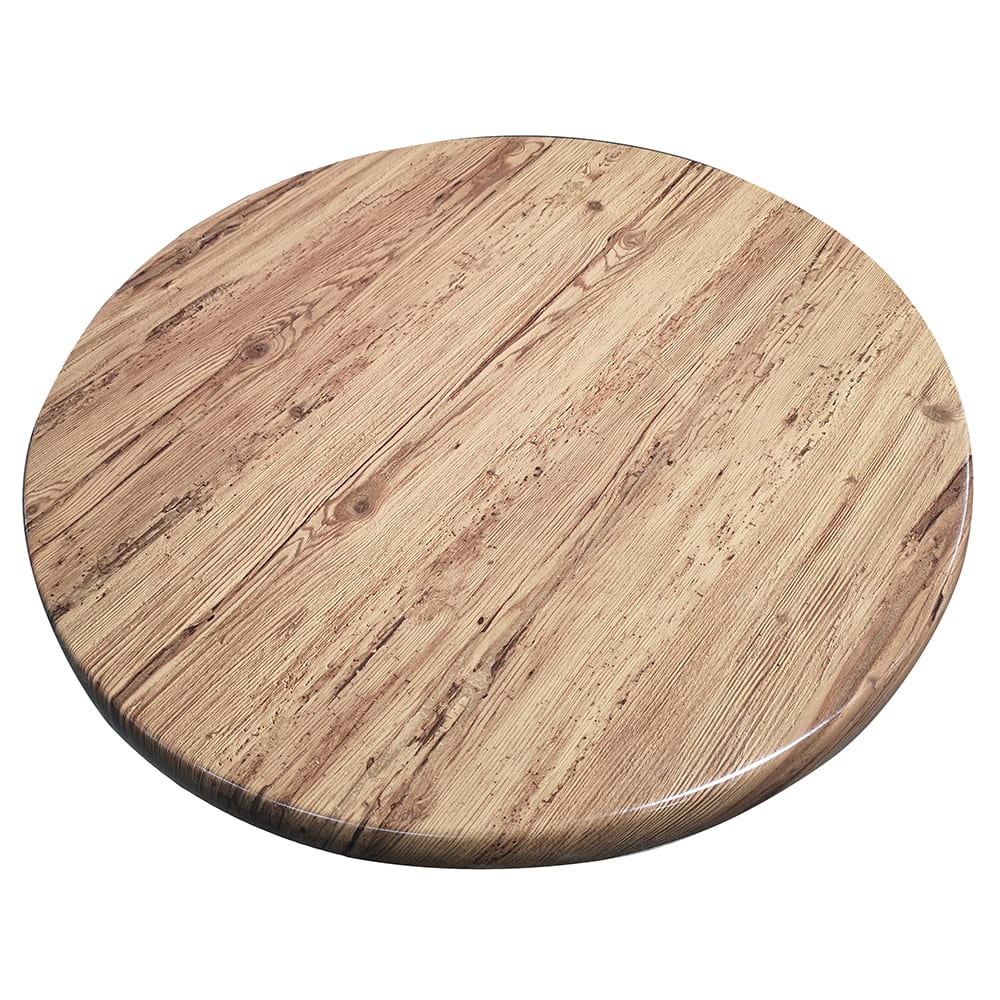 American Tables & Seating 35 1/2" Round Laminate Table Top - Indoor/Outdoor, Aged Pine (ATS-ATO36-201)