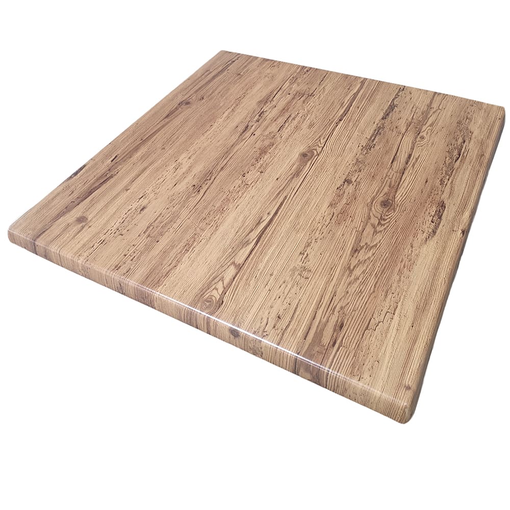 American Tables & Seating 35 1/2" Square Laminate Table Top - Indoor/Outdoor, Aged Pine (ATS-ATO3636-201)