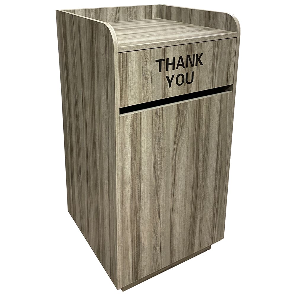 American Tables & Seating 35 gal Indoor Decorative Trash Can - Melamine, Gray (ATS-TR1-GRY)