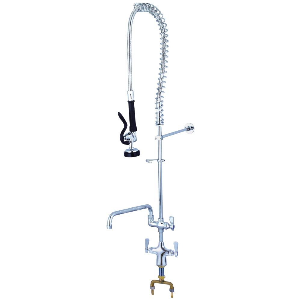 FLO FLO-98112 Deck Mount Pre Rinse Unit w/ Add On Faucet & 44" Hose, 1/2" NPT Female Threads