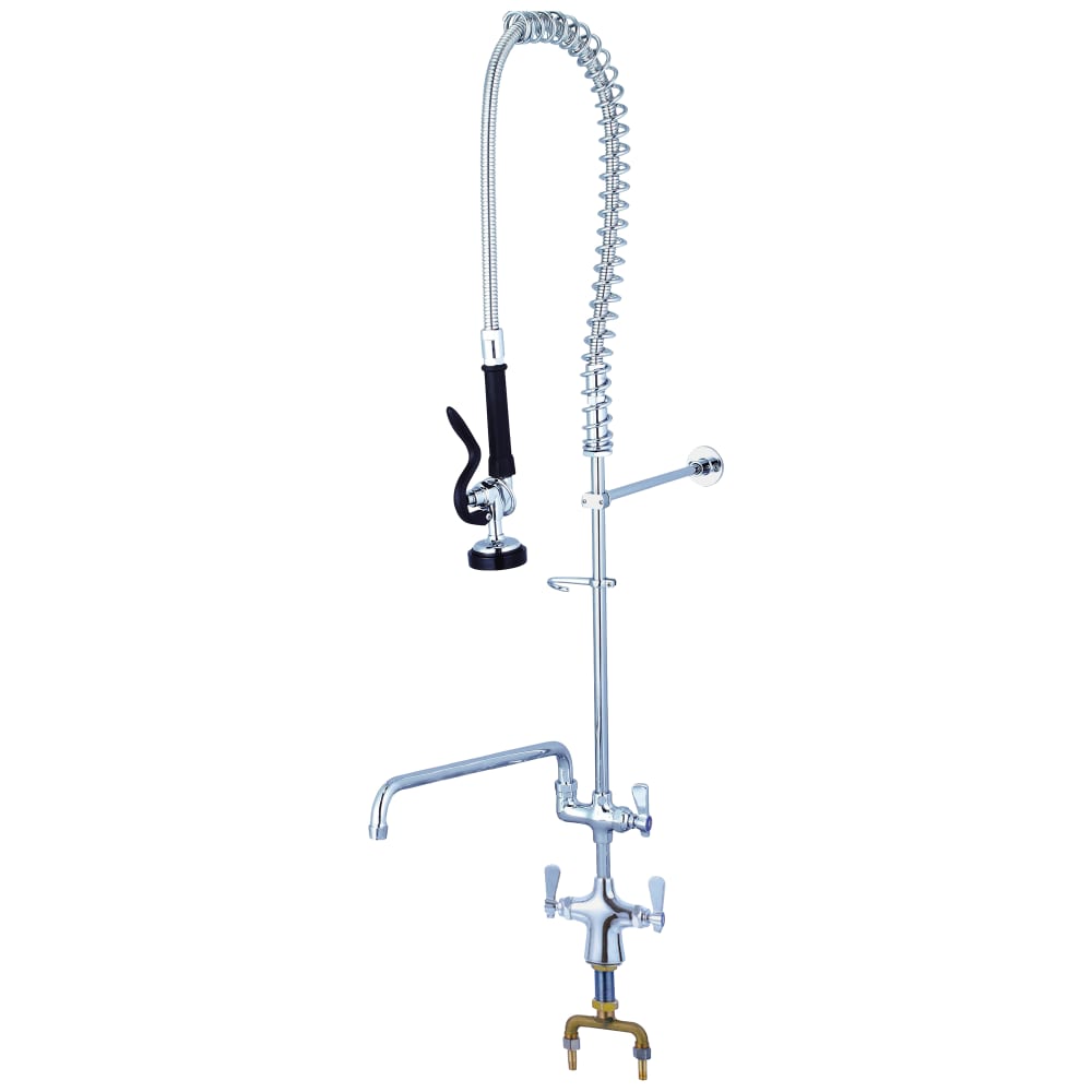 FLO FLO-98114 Deck Mount Pre Rinse Unit w/ Add On Faucet & 44" Hose, 1/2" NPT Female Threads