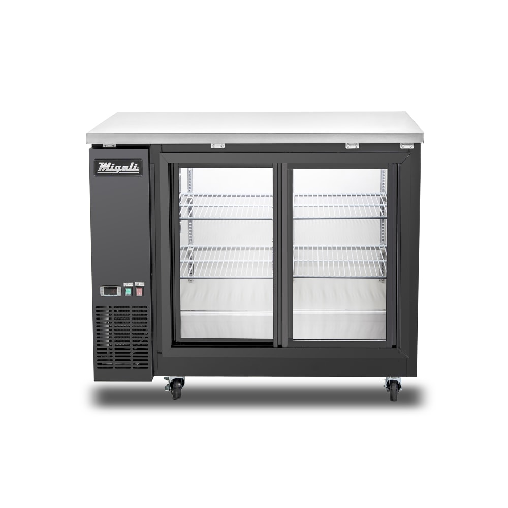 Migali C-BB48SG-HC 48" Competitor Series® Bar Refrigerator - 2 Sliding Glass Doors, Black, 115v