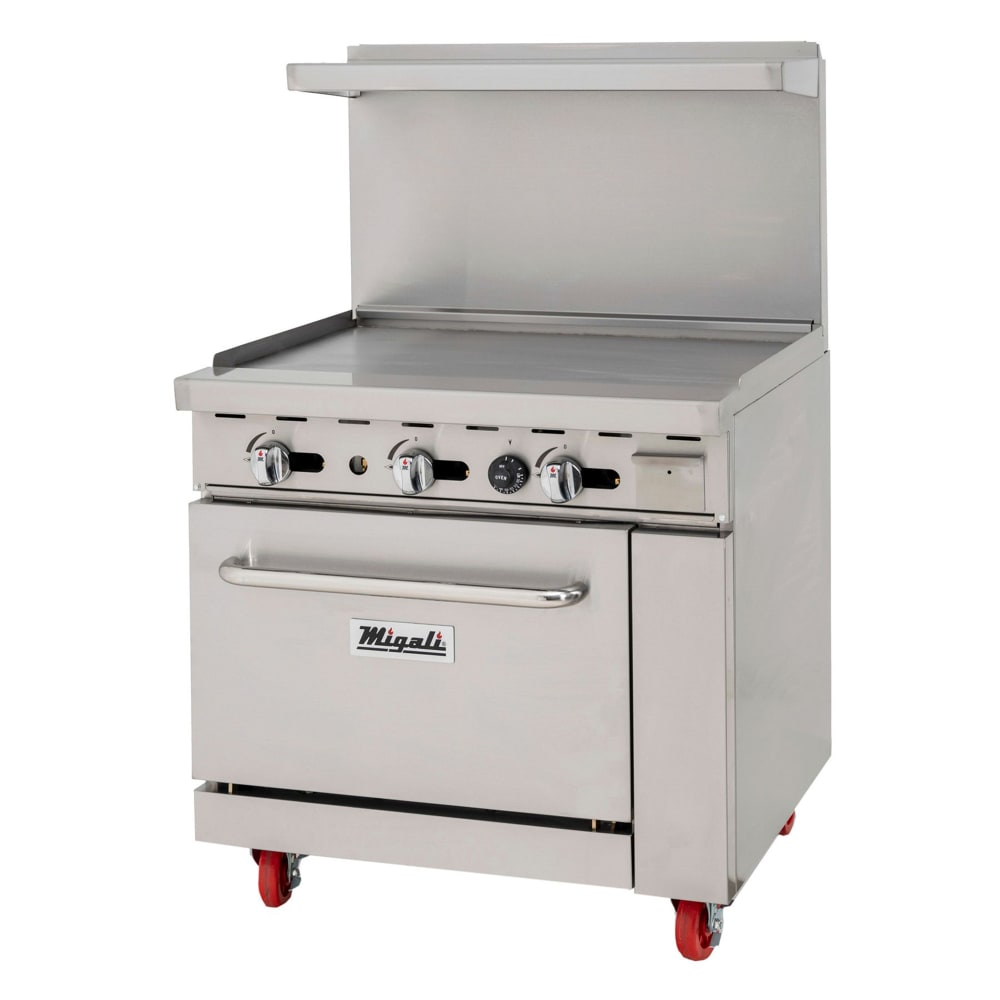 Migali C-RO-36G-NG 36" Gas Range w/ Full Griddle & Standard Oven, Natural Gas