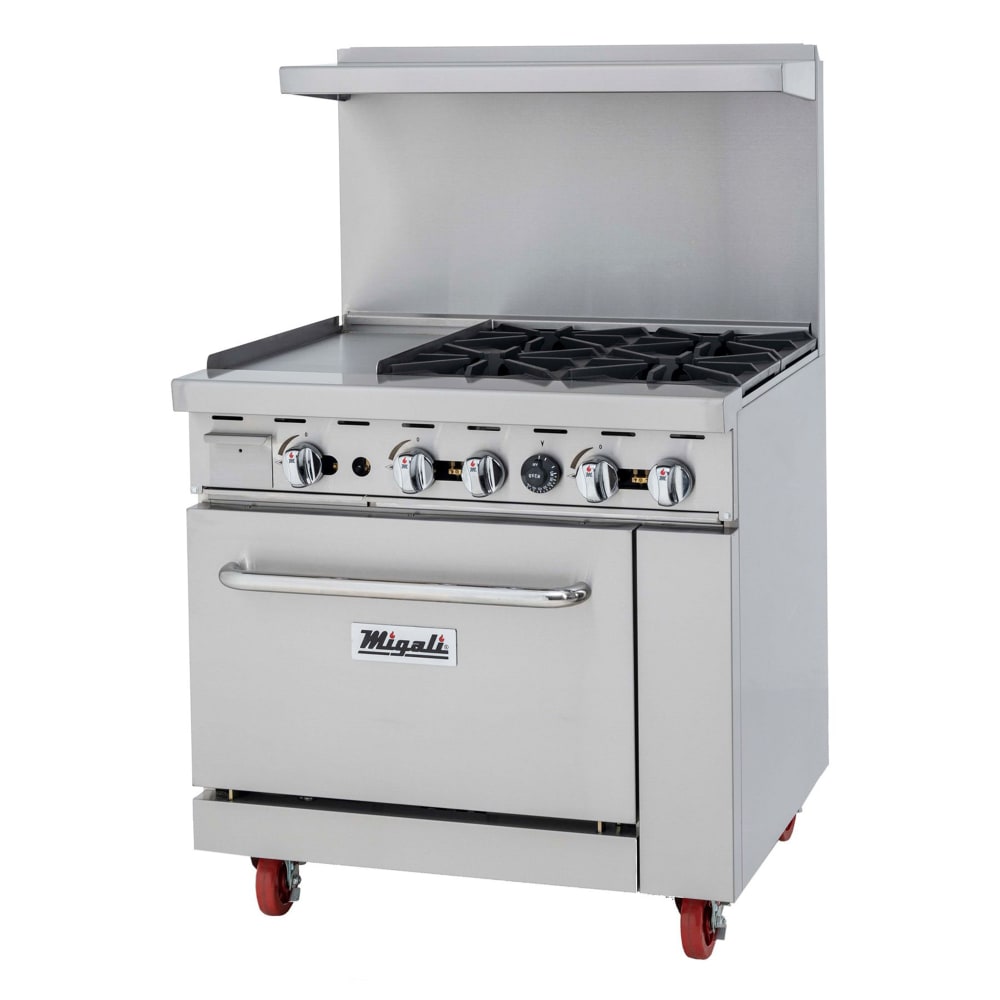 Migali C-RO4B-12GL-LP 36" Competitor Series®  4 Burner Gas Range w/ Griddle - (1) Standard Oven, Liquid Propane
