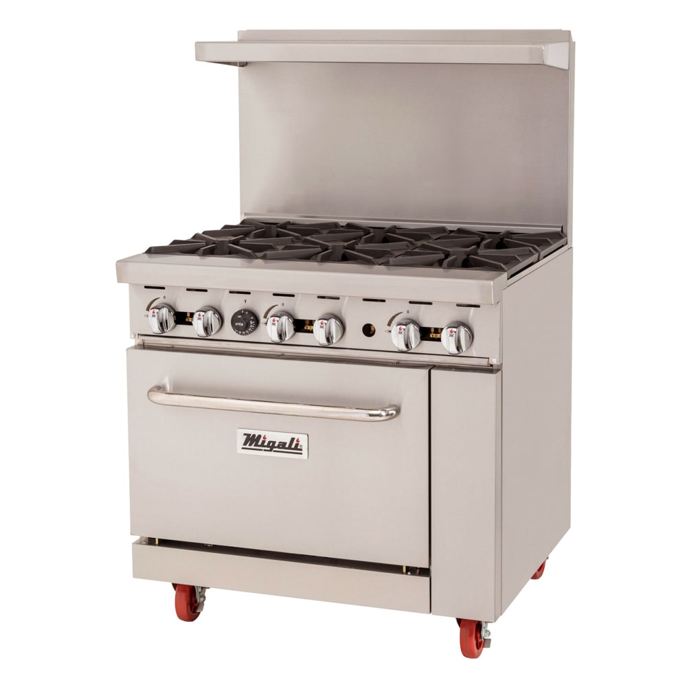 Migali C-RO6B-LP 36" 6 Burner Gas Range w/ Standard Oven, Liquid Propane