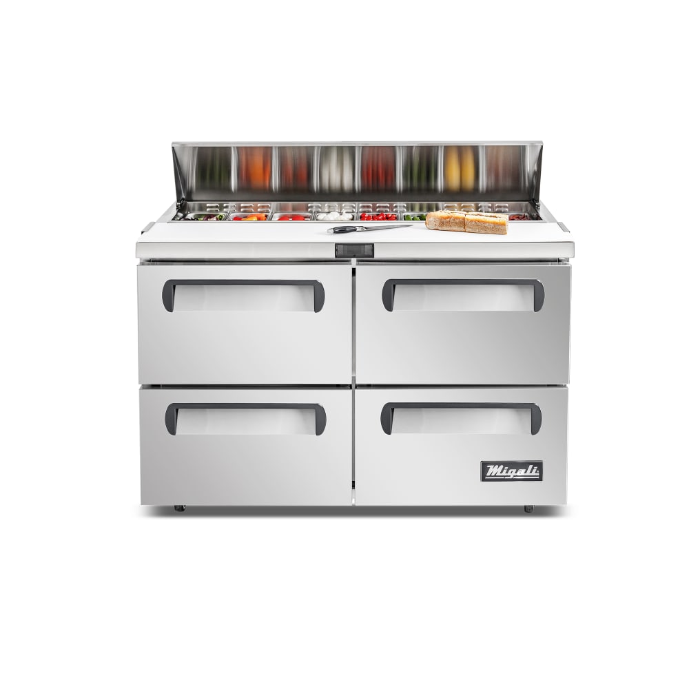 Migali C-SP48-12-D-HC 48 3/10" Competitor Series® Sandwich/Salad Prep Table w/ Refrigerated Base, 115v